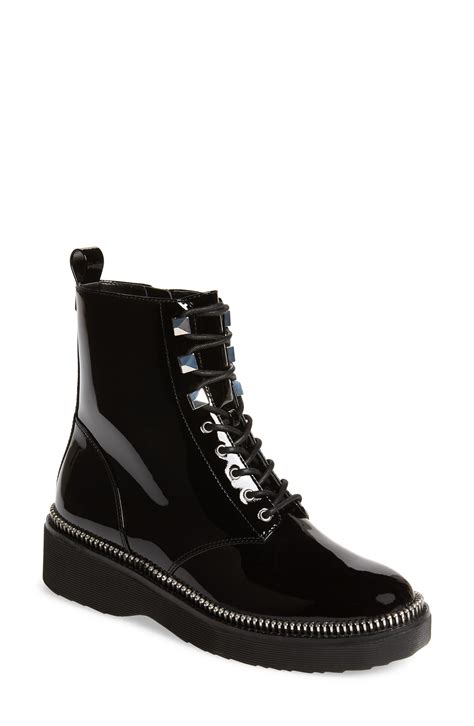 women's michael michael kors haskell combat bootie|MICHAEL Michael Kors Haskell Patent Leather Combat Boots.